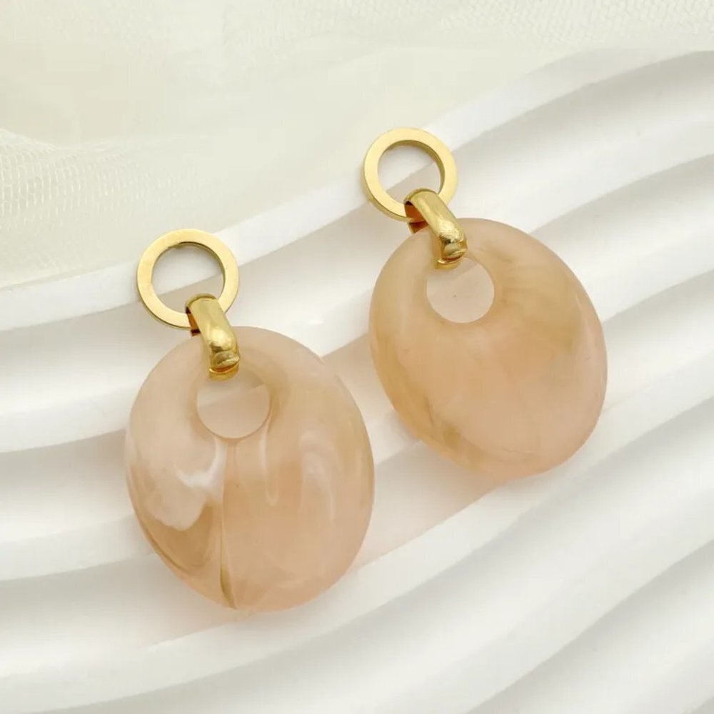 Amber Acrylic Oval Geometric Drop Earrings